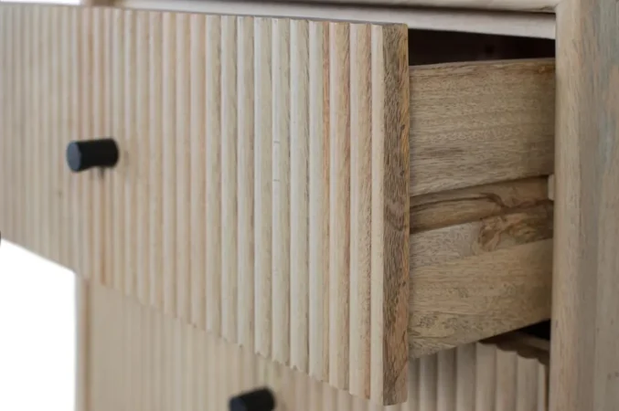 Mesita de Noche Madera Maciza de Mango Natural 50x40x61 Cm - Giner y Colomer (5)