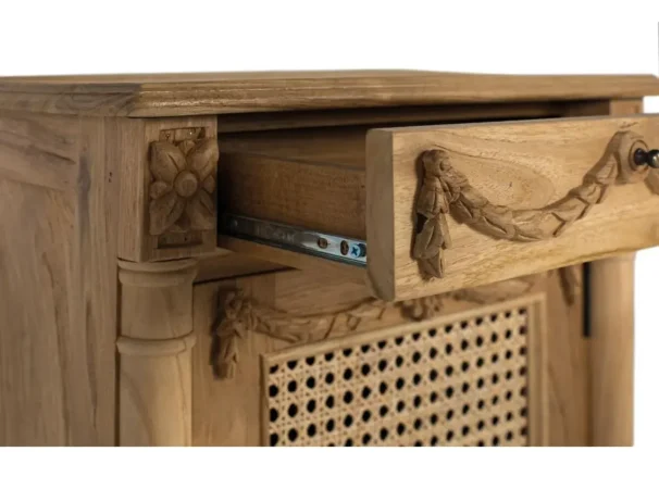 Mesita de Noche Madera Maciza de Teca Natural 50x35x60 Cm - Giner y Colomer (1)