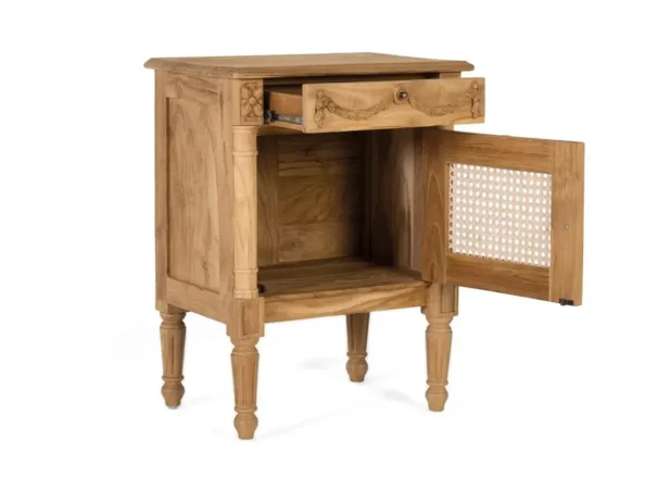 Mesita de Noche Madera Maciza de Teca Natural 50x35x60 Cm - Giner y Colomer (2)