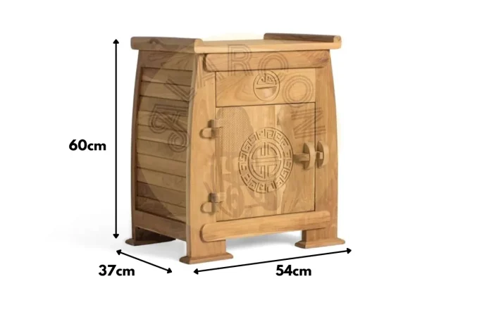 Mesita de Noche Madera Maciza de Teca Natural 54x37x60 Cm - Giner y Colomer (1)
