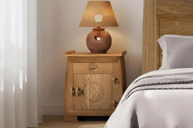 Mesita de Noche Madera Maciza de Teca Natural 54x37x60 Cm - Giner y Colomer (2)