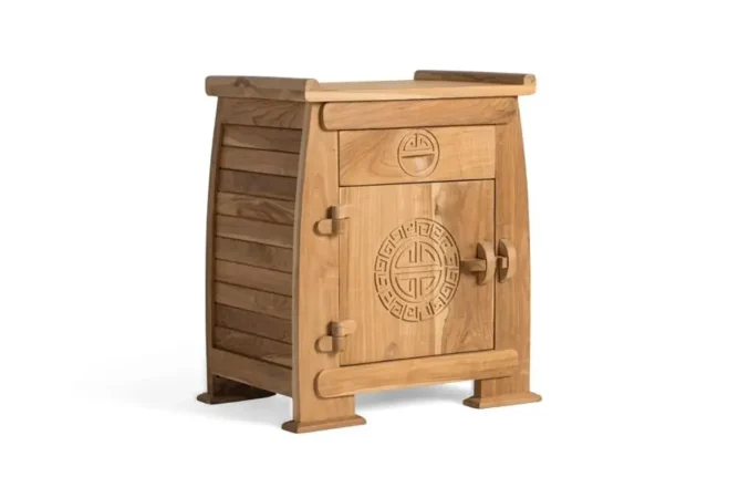 Mesita de Noche Madera Maciza de Teca Natural 54x37x60 Cm - Giner y Colomer (3)