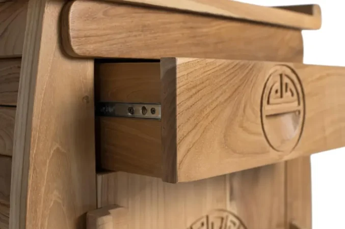 Mesita de Noche Madera Maciza de Teca Natural 54x37x60 Cm - Giner y Colomer (4)