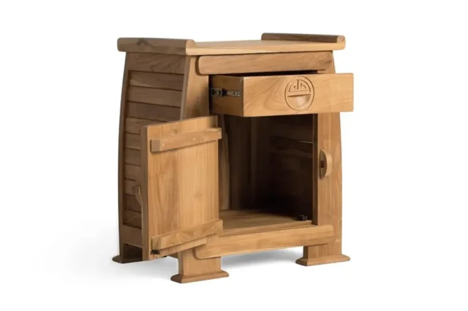 Mesita de Noche Madera Maciza de Teca Natural 54x37x60 Cm - Giner y Colomer (5)