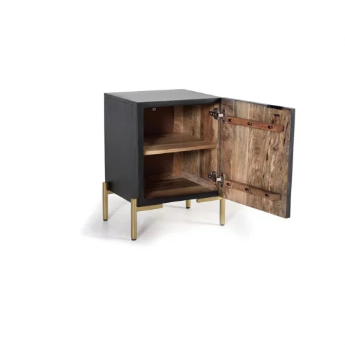 Mesita de Noche Madera Mango 1 Puerta Frontal Tallado Colección París 43x40x60 - Giner y Colomer (2)