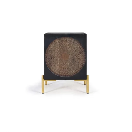 Mesita de Noche Madera Mango 1 Puerta Frontal Tallado Colección París 43x40x60 - Giner y Colomer (4)