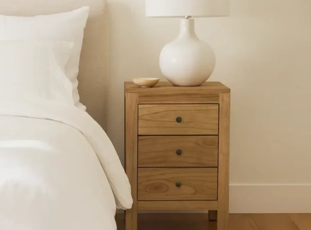 Mesita de Noche Madera Mindi Natural 45x30x67 Cm - Giner y Colomer (4)