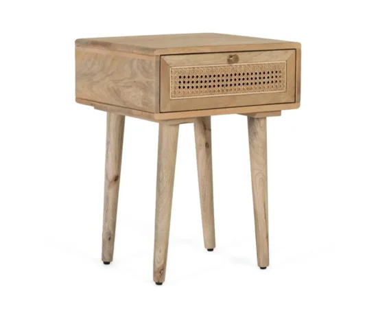 Mesita de Noche Madera de Mango Natural 45x40x61 Cm - Giner y Colomer (1)