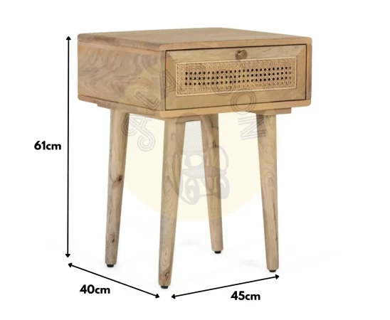 Mesita de Noche Madera de Mango Natural 45x40x61 Cm - Giner y Colomer (3)