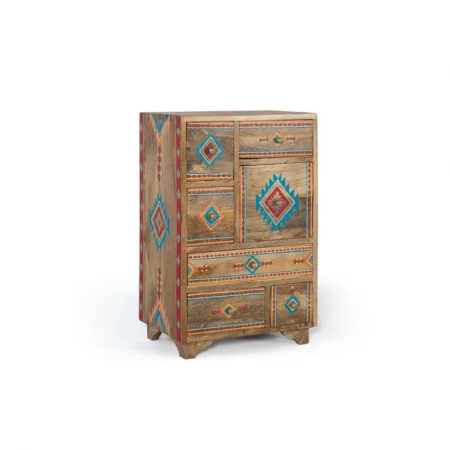Mesita de Noche Madera de Mango Pintado a Mano 42x30x66 Cm - Giner y Colomer (3)