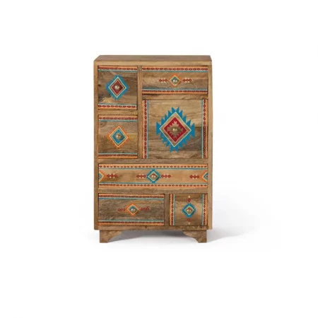 Mesita de Noche Madera de Mango Pintado a Mano 42x30x66 Cm - Giner y Colomer (5)