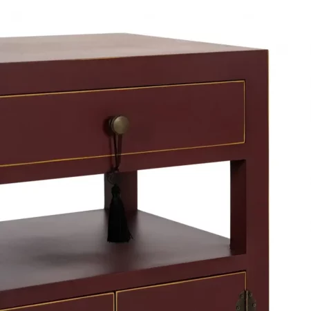Mesita de Noche Teja de Madera de Madera de Abeto Esilo Oriental 1 Cajón 2 Puertas - IXIA (10)