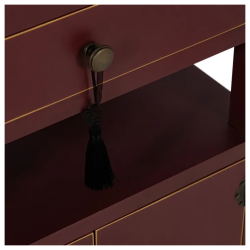 Mesita de Noche Teja de Madera de Madera de Abeto Esilo Oriental 1 Cajón 2 Puertas - IXIA (6)