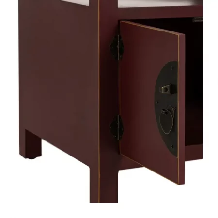 Mesita de Noche Teja de Madera de Madera de Abeto Esilo Oriental 1 Cajón 2 Puertas - IXIA (9)