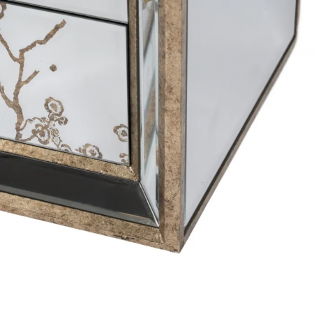 Mesita de Noche de Cristal DIseño de Flores de 3 Cajones - IXIA (9)