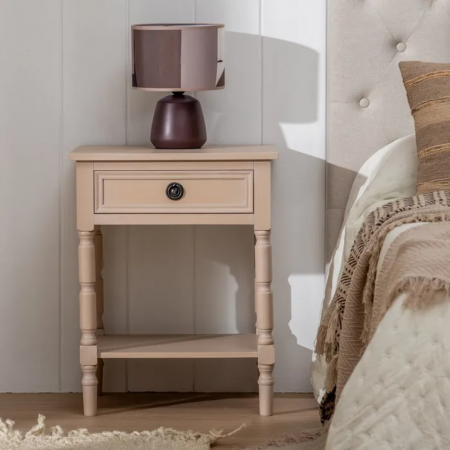 Mesita de Noche de Madera DM de Pino Natural 1 Cajón - IXIA (13)