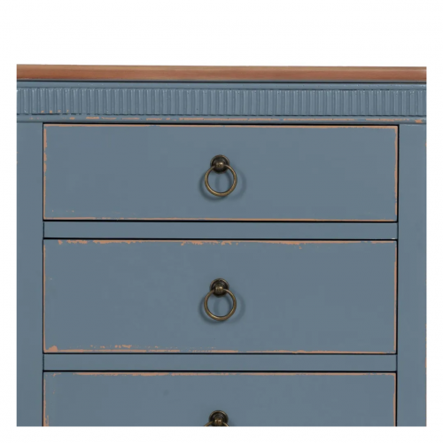 Mesita de Noche de Madera de Abeto Azul 3 Cajones - IXIA (6)