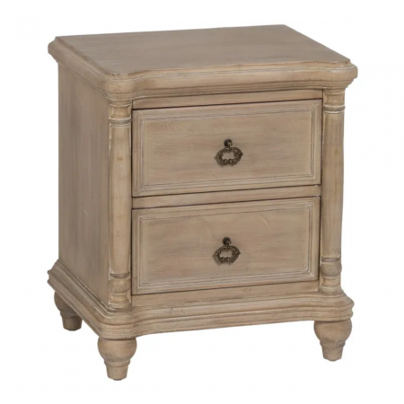 Mesita de Noche de Madera de Abeto de 2 Cajones Estilo Colonial - IXIA (2)