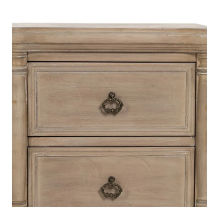 Mesita de Noche de Madera de Abeto de 2 Cajones Estilo Colonial - IXIA (6)