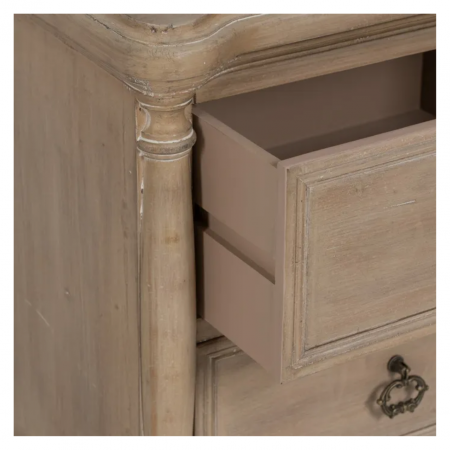 Mesita de Noche de Madera de Abeto de 2 Cajones Estilo Colonial - IXIA (7)