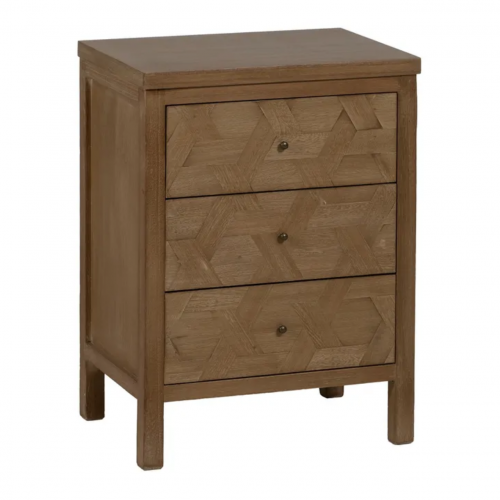Mesita de Noche de Madera de Paulonia Natural DM 3 Cajones - IXIA (2)