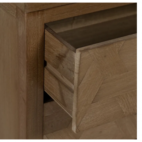 Mesita de Noche de Madera de Paulonia Natural DM 3 Cajones - IXIA (5)