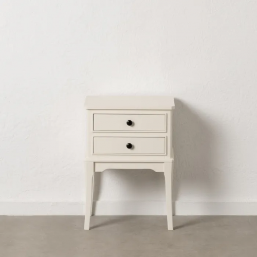 Mesita de Noche de Madera de Pino Blanco 2 Cajones - IXIA (1)
