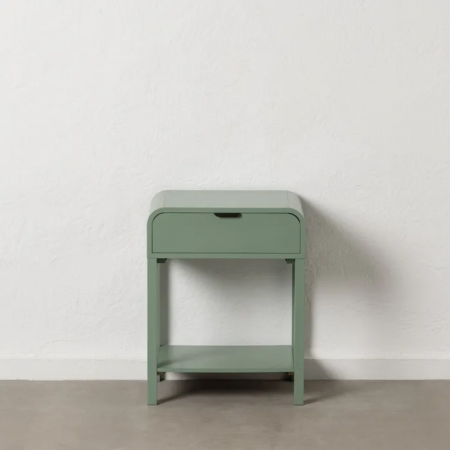 Mesita de Noche de Madera de Pino Verde 1 Cajón - IXIA (1)