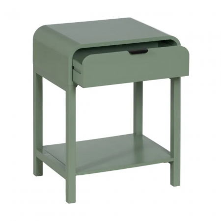 Mesita de Noche de Madera de Pino Verde 1 Cajón - IXIA (3)