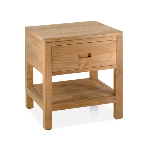 Mesita de Noche de Madera de Teca Teide 1 Cajon 1 Estante - Moycor (1)