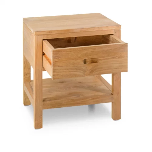 Mesita de Noche de Madera de Teca Teide 1 Cajon 1 Estante - Moycor (2)