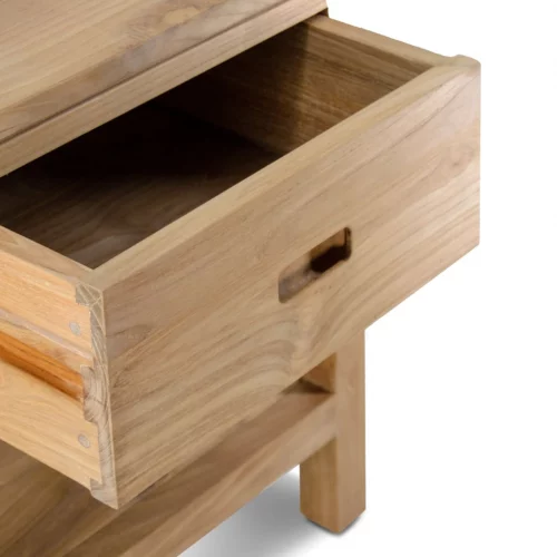 Mesita de Noche de Madera de Teca Teide 1 Cajon 1 Estante - Moycor (4)