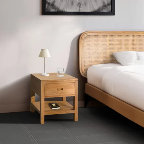 Mesita de Noche de Madera de Teca Teide 1 Cajon 1 Estante - Moycor (5)