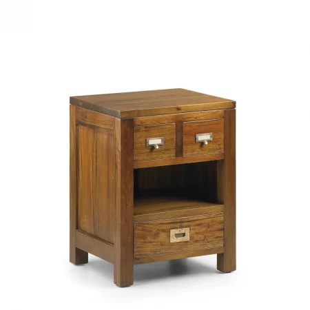 Mesita de Noche en Madera de Caoba con 3 Cajones Modelo Flamingo - Moycor (1)