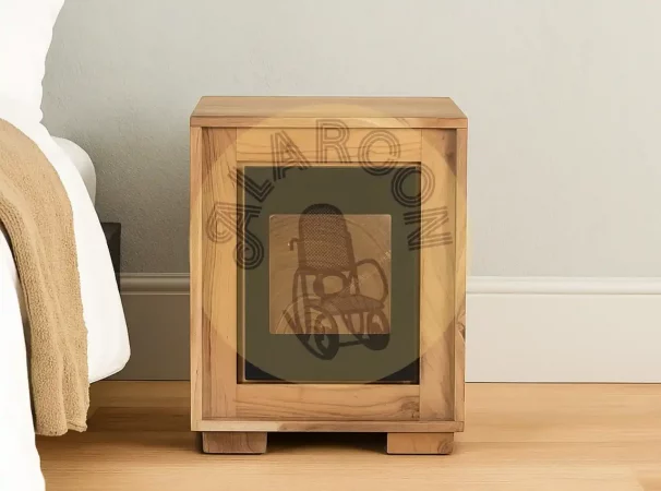 Mesita de noche de madera maciza de mango - 40x40x51 cm-MOVIL (4)
