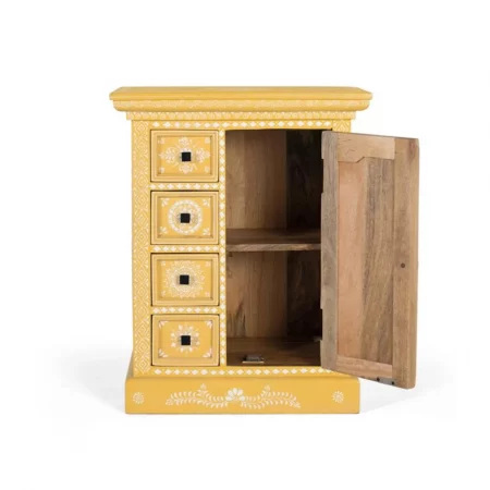 Mueble Auxiliar Madera Mango 1 Puerta y 4 Cajones 58x35x72 Cm - Giner y Colomer (4)