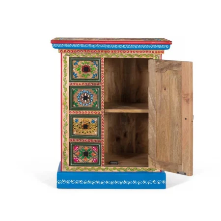 Mueble Auxiliar Madera Mango 1 Puerta y 4 Cajones 58x35x72 Cm - Giner y Colomer (4)