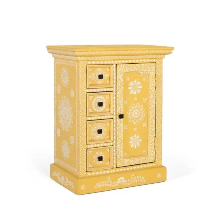 Mueble Auxiliar Madera Mango 1 Puerta y 4 Cajones 58x35x72 Cm - Giner y Colomer (7)