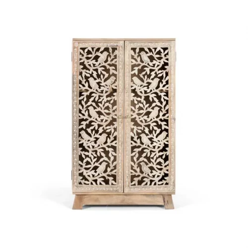 Mueble Auxiliar Madera Mango Acabado NAtural y 2 Puertas 70x34x115 Cm - Giner y Colomer (2)