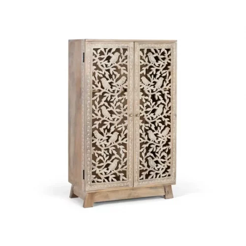 Mueble Auxiliar Madera Mango Acabado NAtural y 2 Puertas 70x34x115 Cm - Giner y Colomer (4)