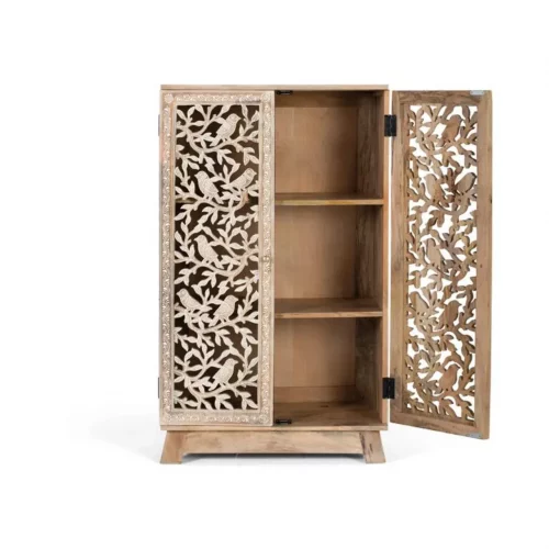 Mueble Auxiliar Madera Mango Acabado NAtural y 2 Puertas 70x34x115 Cm - Giner y Colomer (5)