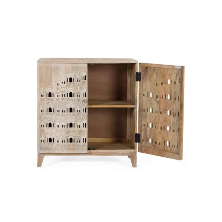 Mueble Auxiliar Madera Mango Acabado Natural y 2 Puertas 71x33x77 Cm - Giner y Colomer (2)