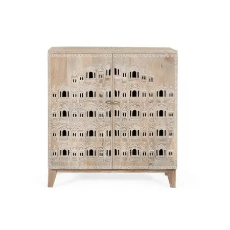 Mueble Auxiliar Madera Mango Acabado Natural y 2 Puertas 71x33x77 Cm - Giner y Colomer (5)