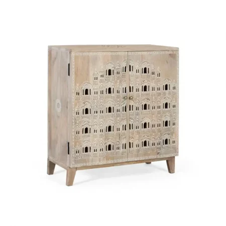 Mueble Auxiliar Madera Mango Acabado Natural y 2 Puertas 71x33x77 Cm - Giner y Colomer (6)