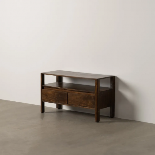 Mueble Auxiliar Marrón de Madera de Mango 2 Cajones 1 Hueco - Ixia (2)