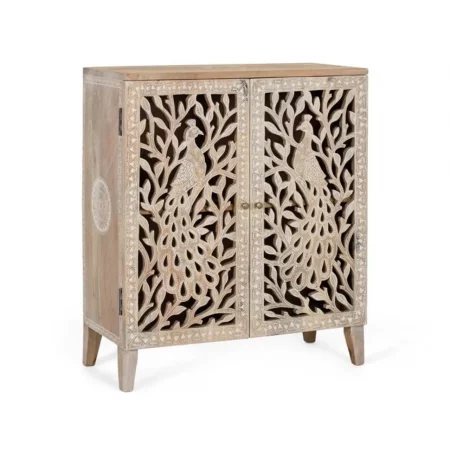 Mueble Auxiliar de Madera de Mango con Detallado Artístico y 2 Puertas - Giner y Colomer (1)