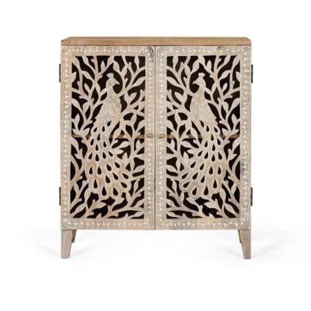 Mueble Auxiliar de Madera de Mango con Detallado Artístico y 2 Puertas - Giner y Colomer (2)
