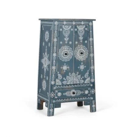 Mueble Auxiliar de Madera de Mango y MDF 2 Puertas 1 Cajón Pintado Artesanal - Giner y Colomer (1)