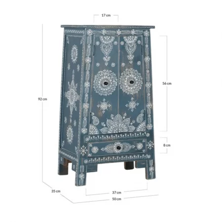 Mueble Auxiliar de Madera de Mango y MDF 2 Puertas 1 Cajón Pintado Artesanal - Giner y Colomer (7)