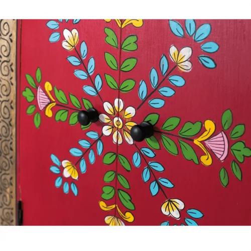 Mueble Auxiliar de Madera de Mango y MDF 2 Puertas 1 Cajón Pintado Artesanal Rojo - Giner y Colomer (5)